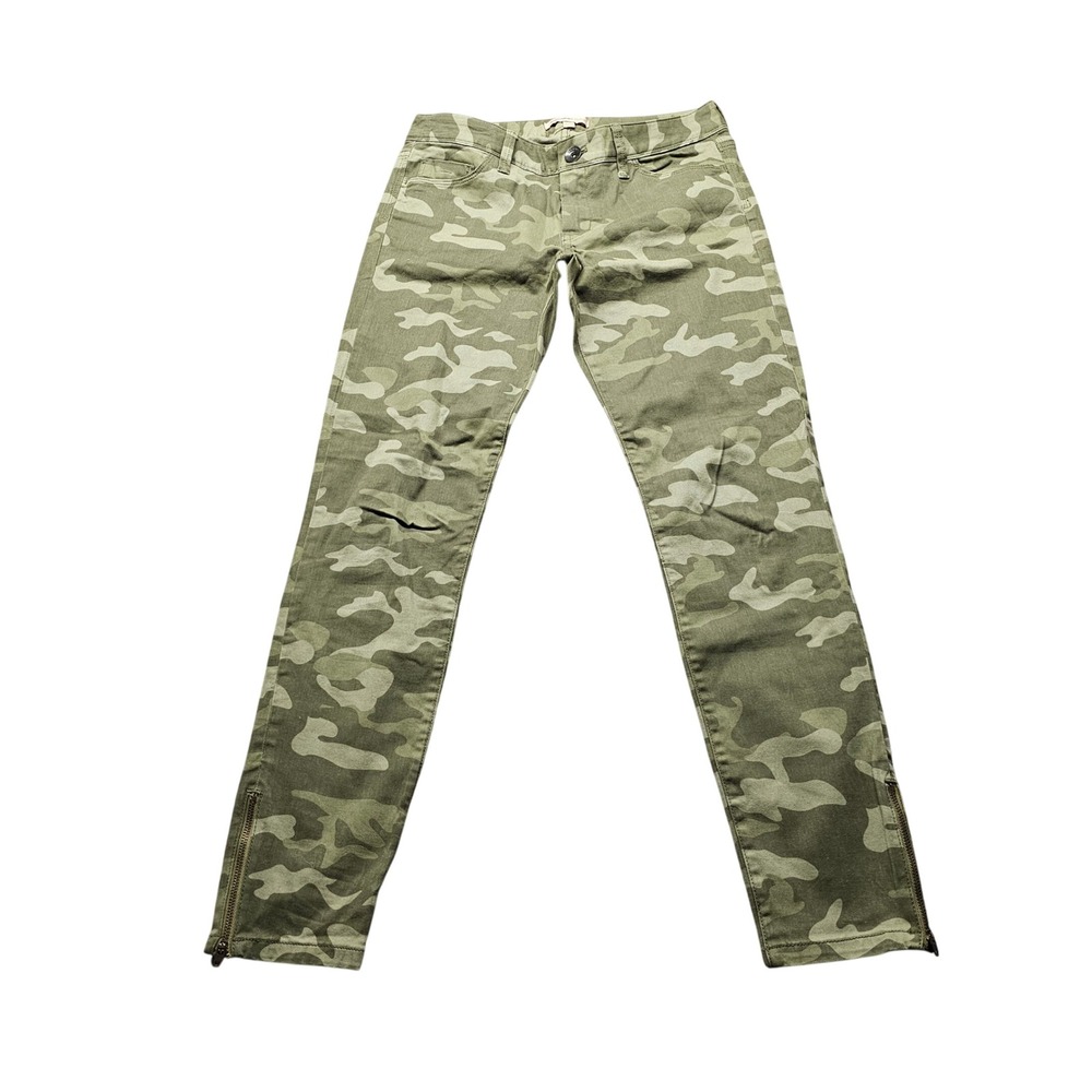 Banana Republic Heritage Camo Skinny Pants Womens 26 Green Ankle Zip Utility